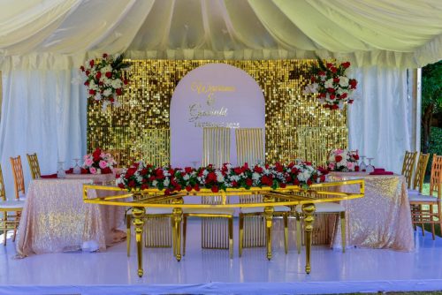 High Table Backdrop On Miluxe Tent